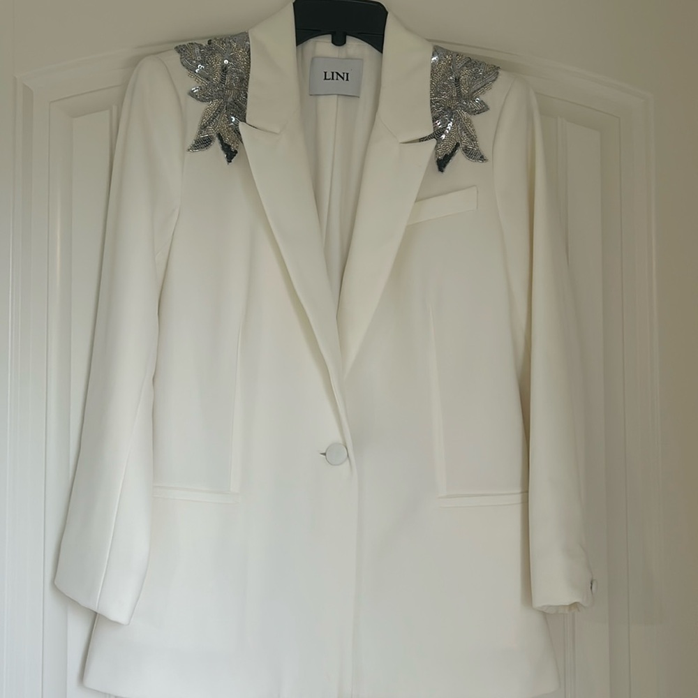 Lini sequin floral shoulder blazer